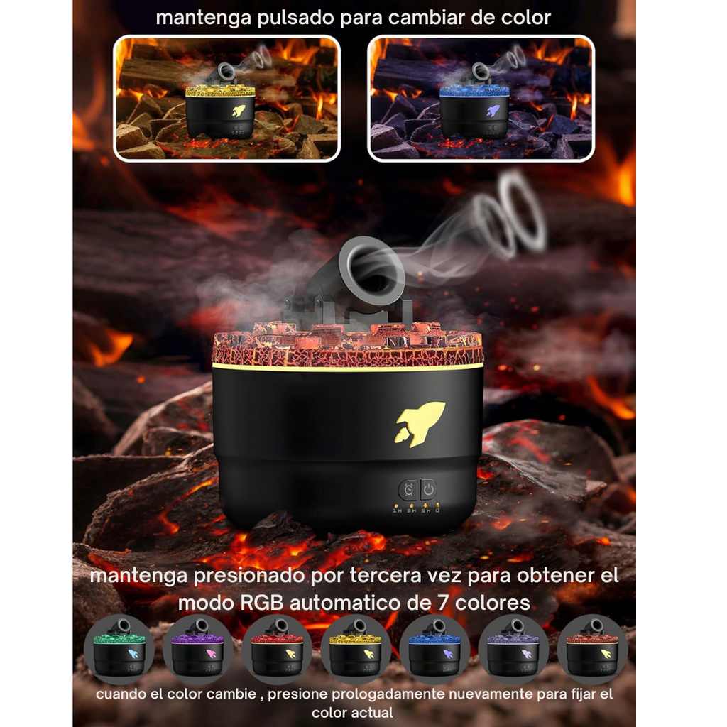 Humidificador Difusor de Aromas en Forma de Cañón 3D LED