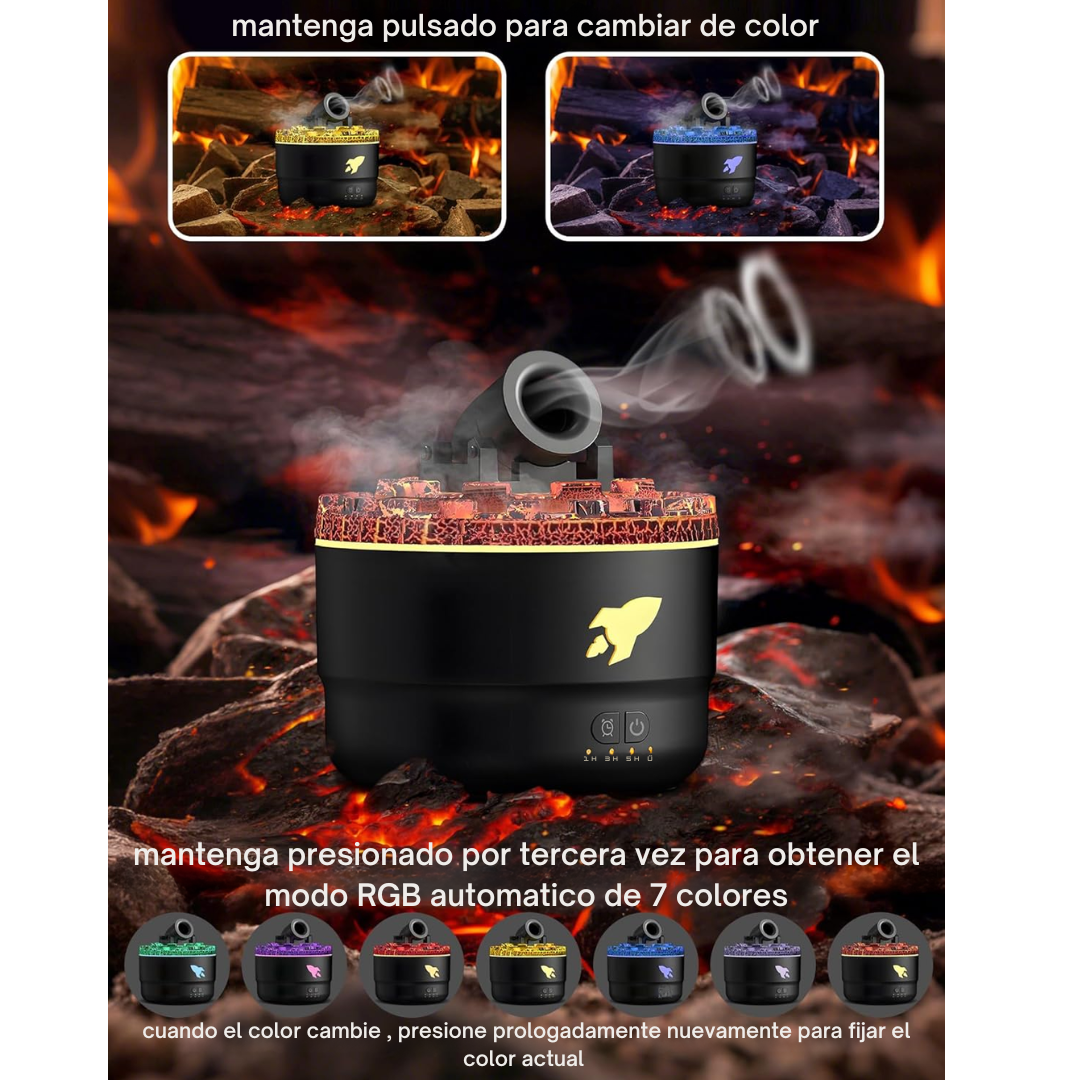 Humidificador Difusor de Aromas en Forma de Cañón 3D LED