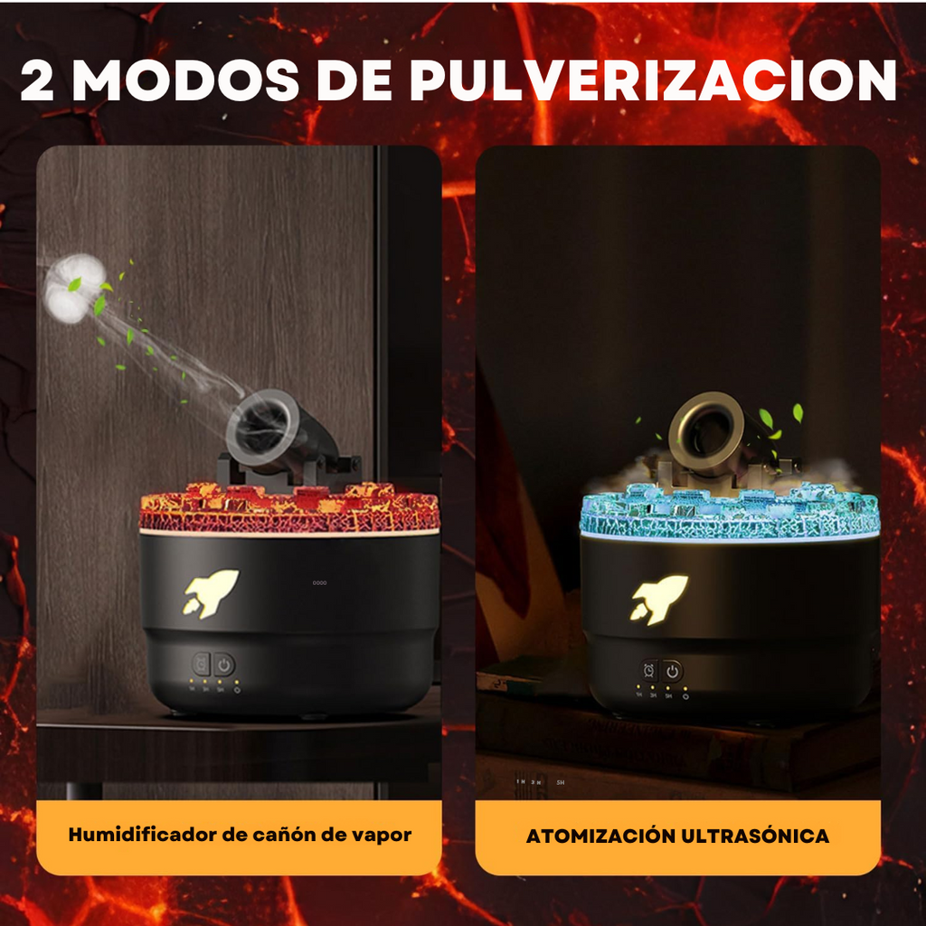 Humidificador Difusor de Aromas en Forma de Cañón 3D LED