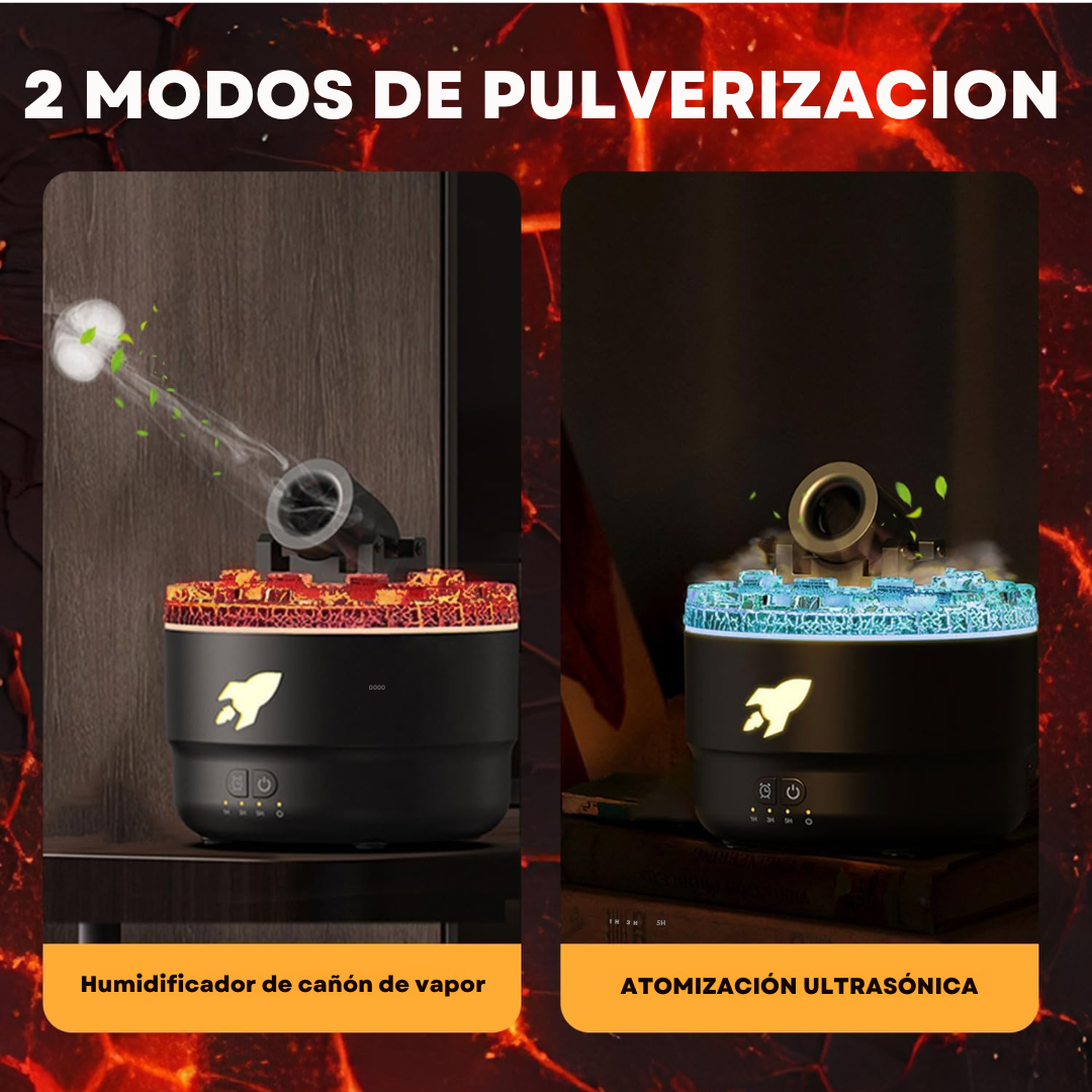 Humidificador Difusor de Aromas en Forma de Cañón 3D LED